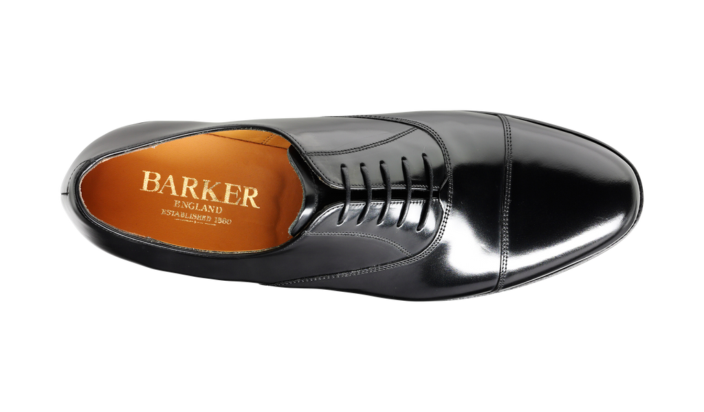 あらぱぱ Nothern Ohio Industrialトレド　ブラック Arnold Black Hi-Shine Oxford Shoes | Barker Shoes USA