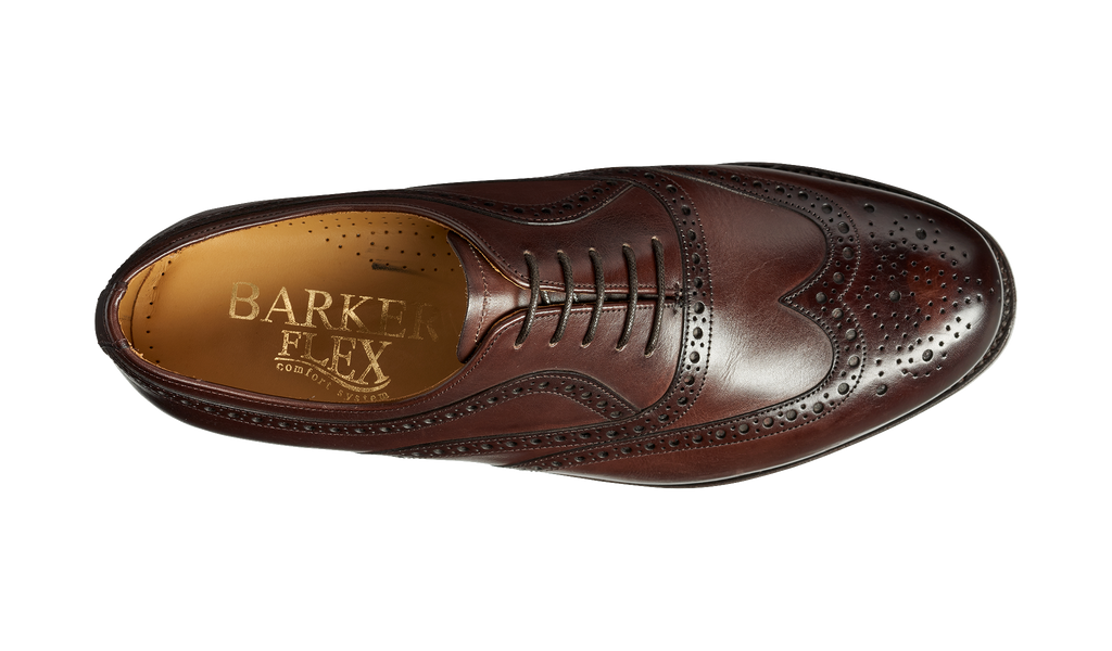 Southport - Dark Walnut Calf | Mens Oxford Brogue| | Barker Shoes USA