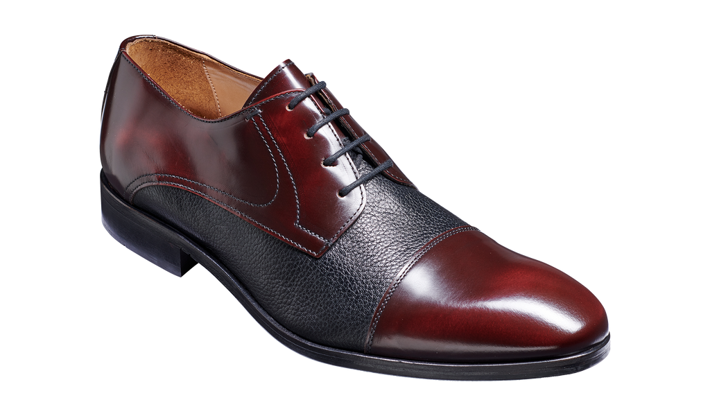 Southwold - Burgundy Hi-Shine / Black Deerskin | Mens Derby Shoes