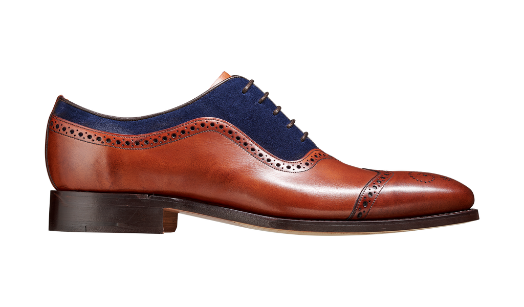Nicholas - Antique Rosewood / Navy Suede | Mens Oxford Brogue