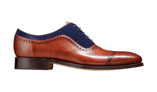 Nicholas - Antique Rosewood / Navy Suede Brogue Shoe