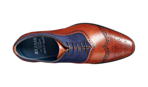 Nicholas - Antique Rosewood / Navy Suede Brogue Shoe
