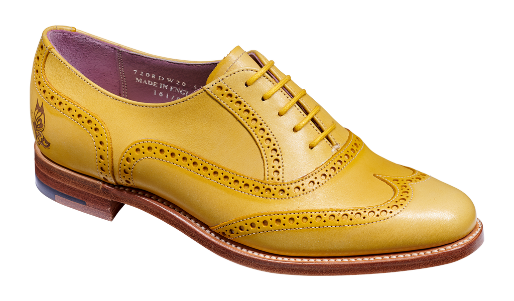 Santina Yellow Glitter Crust Brogue Barker Shoes USA