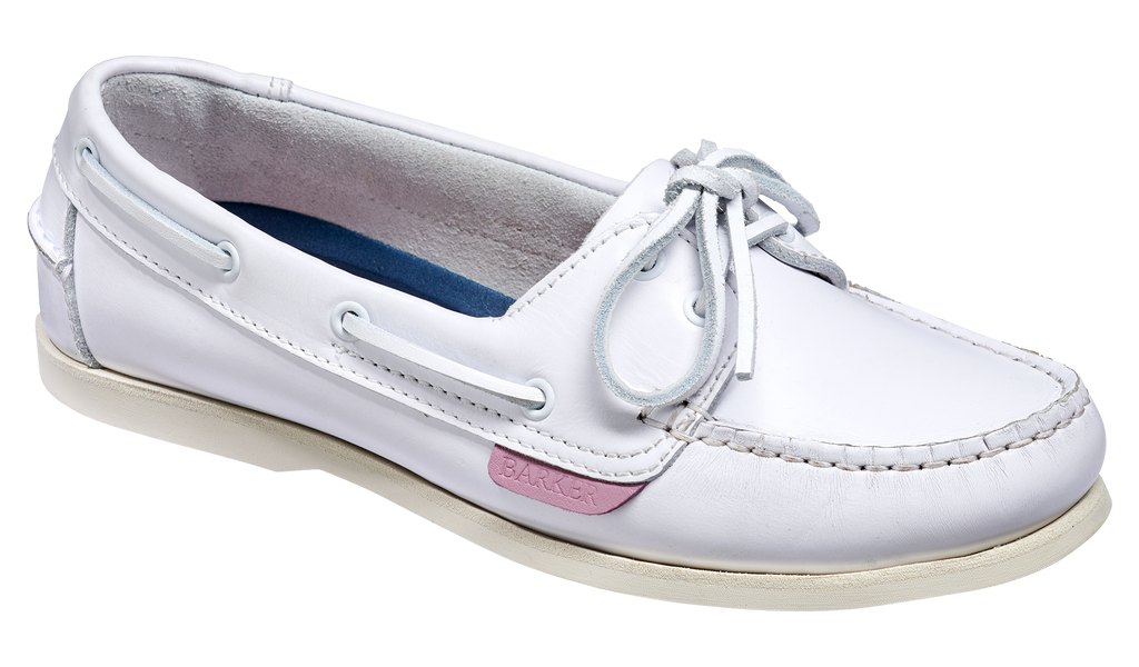 Cleo White Calf Ladies Boat Shoes Barker Shoes USA