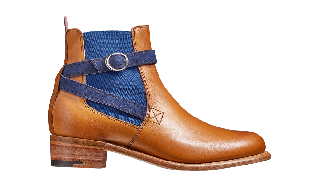Alexandra Cedar Calf Blue Strap Womens Boot Barker Shoes USA