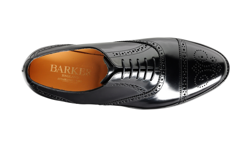 Alfred - Black Hi-Shine Brogue Cap Toe