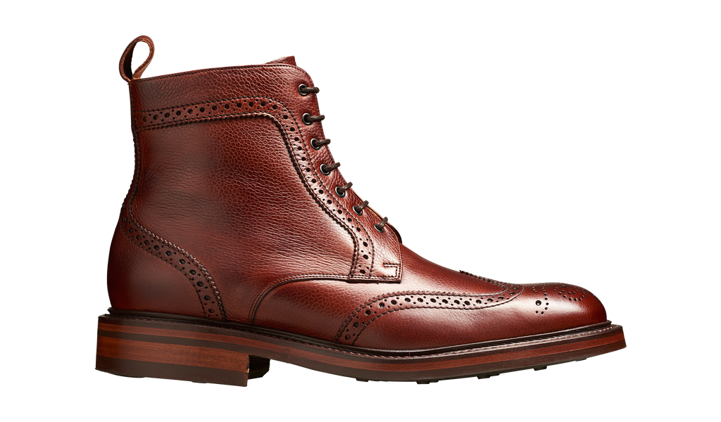 Calder Cherry Grain Wingtip Boot with Rubber Sole