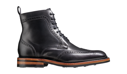 Calder - Black Calf Wing-cap Boot
