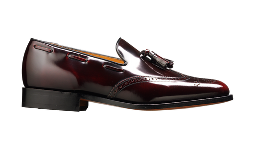 Clive - Burgundy Hi-Shine Wingtip Loafer Shoe