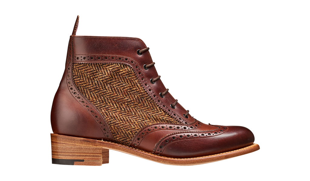 Grace - Walnut Calf Brown Tweed | Women Lace up Boot | | Barker Shoes USA Grace - Walnut Calf Brown Tweed | Women Lace up Boot | | Barker Shoes USA