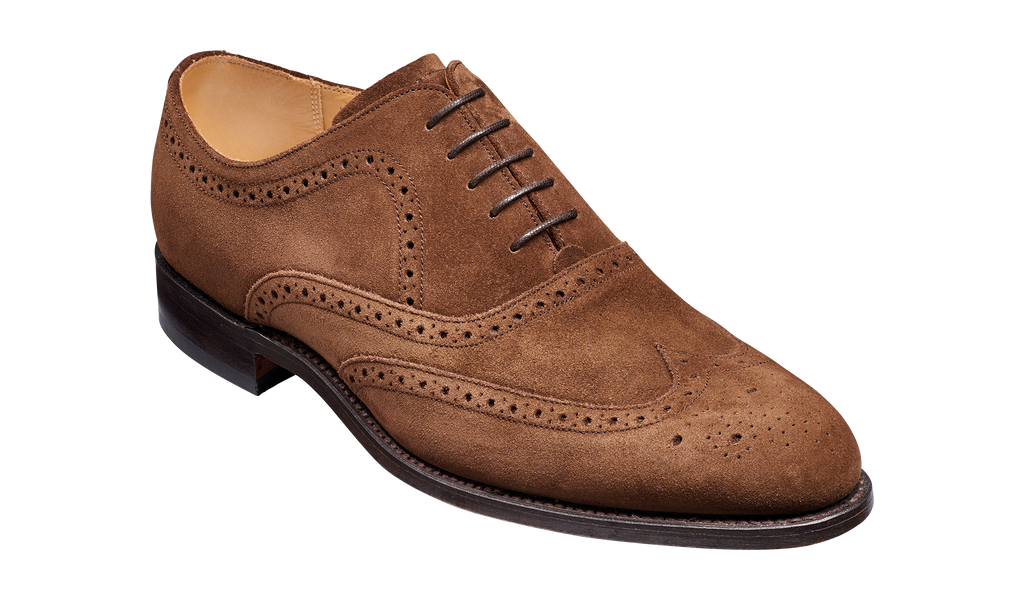 Hampstead Castagnia Suede Mens Oxford Brogue| Barker Shoes USA