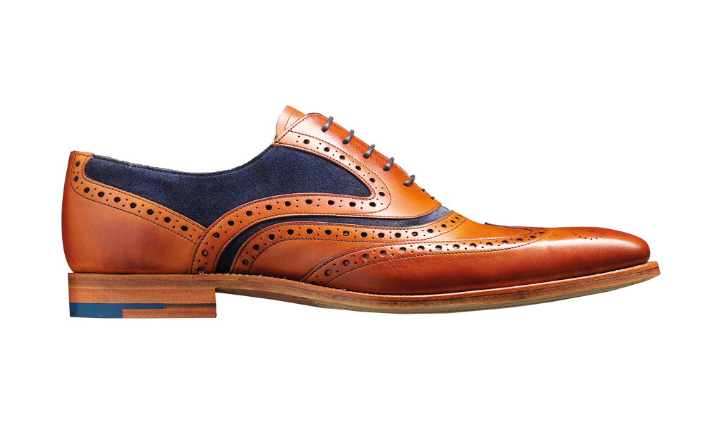靴 Barker McClean brogues in Beluga Suede McClean - Cedar Calf / Blue Suede | Mens Oxford Brogue