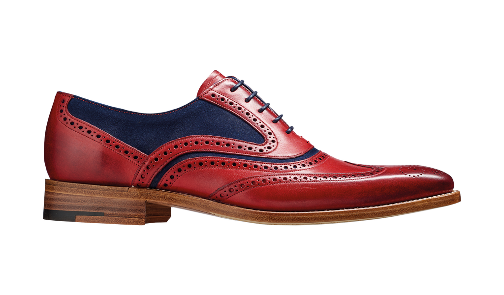 Mcclean - Red Hand Painted / Navy Suede | Mens Oxford Brogue