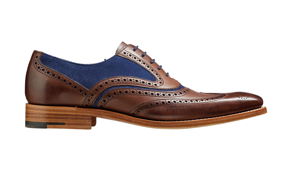 Mcclean - Ebony Hand Painted / Navy Suede | Mens Oxford Brogue
