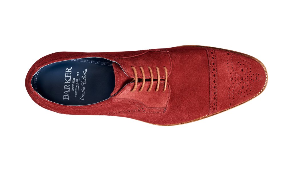 Nixon Burgundy Suede Mens Derby Shoes Barker Shoes USA