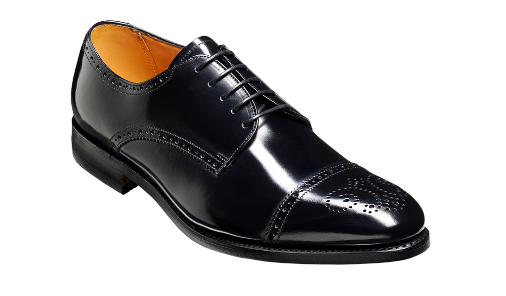 Perth Black Hi Shine Derby Shoe