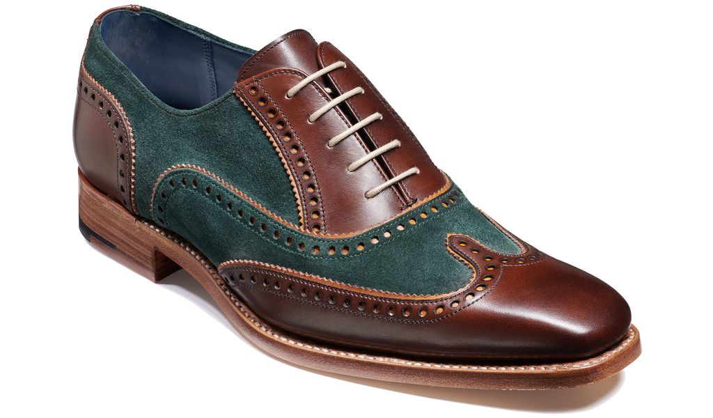 Spencer - Walnut Calf / Green Suede | Barker Shoes USA Spencer - Walnut Calf / Green Suede | Barker Shoes USA