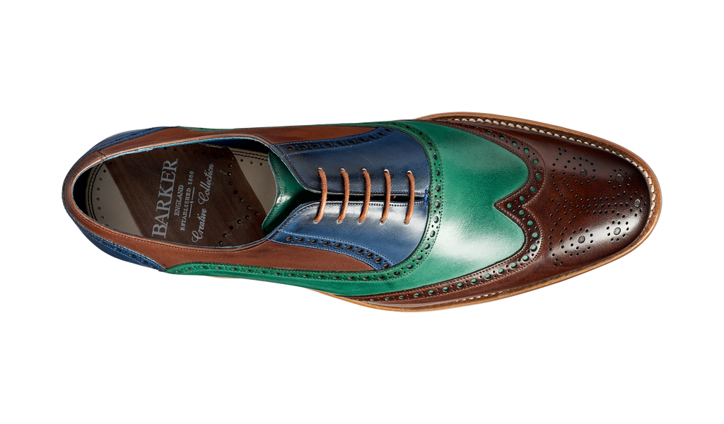 Valiant Multi - Ebony / Green / Blue Hand Painted | Mens Oxford Brogue | Barker Shoes USA Valiant Multi - Ebony / Green / Blue Hand Painted | Mens Oxford Brogue | Barker Shoes USA