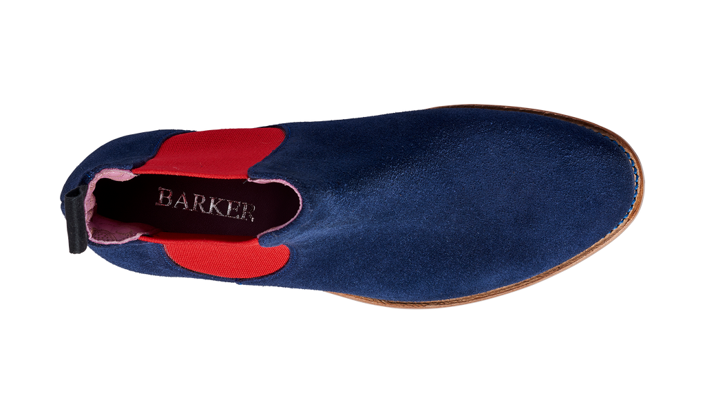 Violet Navy Suede Red Elastic Chelsea Boot