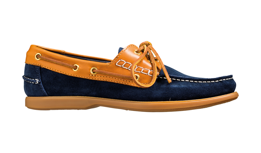 Wallis - Navy Blue Suede / Cedar Collar | Mens Boat Shoe | Barker Shoes USA Wallis - Navy Blue Suede / Cedar Collar | Mens Boat Shoe | Barker Shoes USA