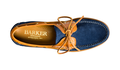 Wallis - Navy Blue Suede / Cedar Collar Boat Shoe