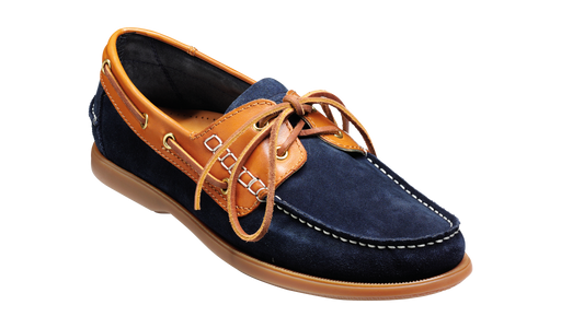 Wallis - Navy Blue Suede / Cedar Collar Boat Shoe