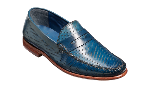 William - Navy Perf Hand Painted / Blue Saddle Loafer