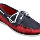 Wallis - Navy / Red Nubuck Suede Rubber Sole Boat Shoe
