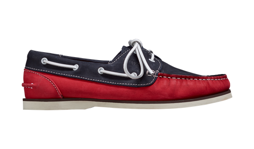 Wallis - Navy / Red Nubuck Suede Rubber Sole Boat Shoe
