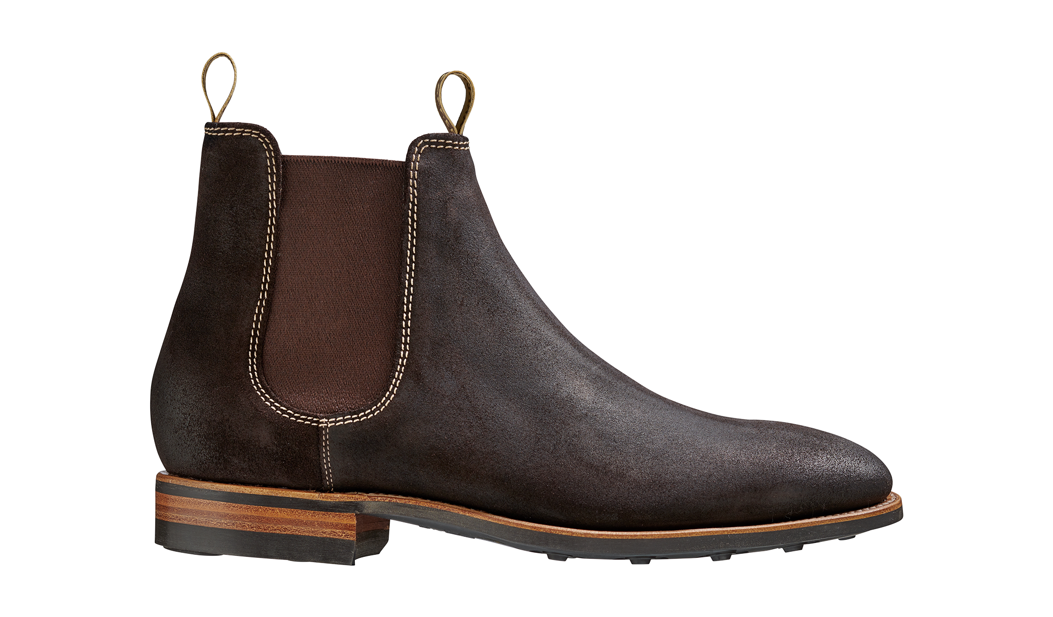 Mansfield Choc Burnish Suede Mens Chelsea Boot Barker Shoes USA