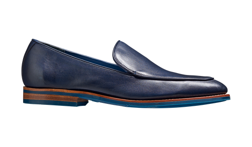 Toledo - Navy Hand Painted Rubber Sole Loafer Shoe