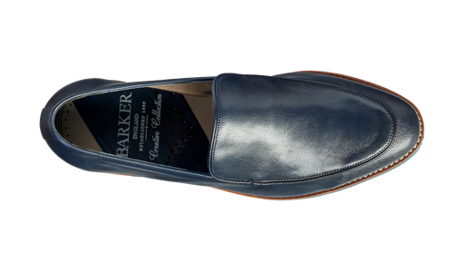 Toledo - Navy Hand Painted Rubber Sole Loafer Shoe