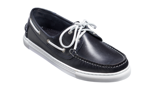 Henri - Navy Pull-Up Calf Deck or Boat shoe Mens