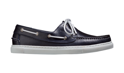 Henri - Navy Pull-Up Calf Deck or Boat shoe Mens