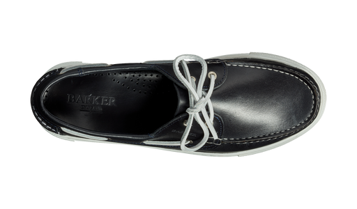Henri - Navy Pull-Up Calf Deck or Boat shoe Mens