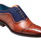 Nicholas - Antique Rosewood / Navy Suede Brogue Shoe