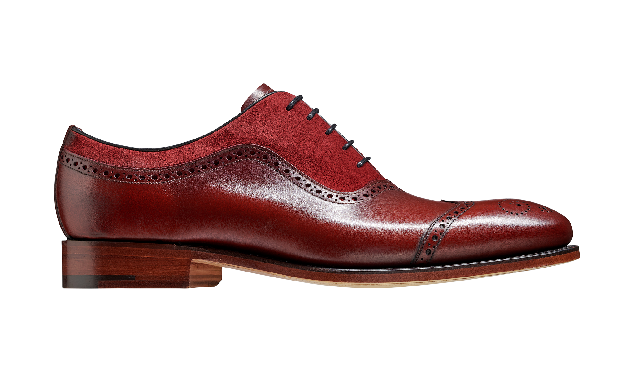 Nicholas - Cherry Calf / Burgundy Suede | Mens Oxford Brogue| | Barker Shoes USA Nicholas - Cherry Calf / Burgundy Suede | Mens Oxford Brogue| | Barker Shoes USA