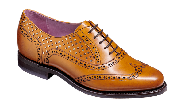 Freya - Cedar Calf / Studs | Womens Brogue | | Barker Shoes USA