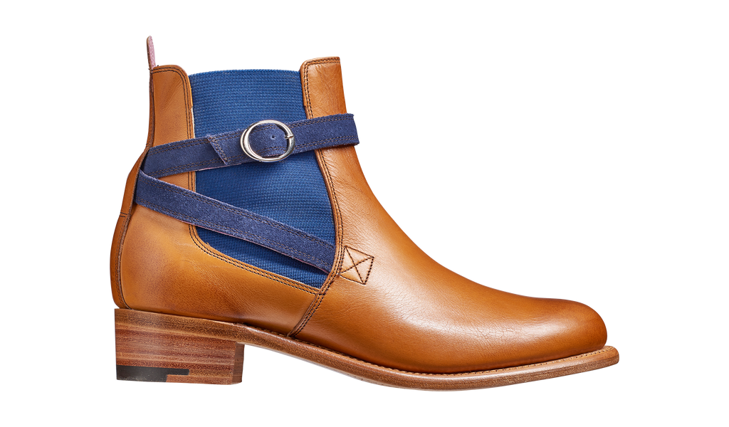 Alexandra - Cedar Calf / Blue Strap Suede Boot
