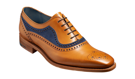 Brandon - Cedar Calf / Navy Suede - Barker Oxford Brogue