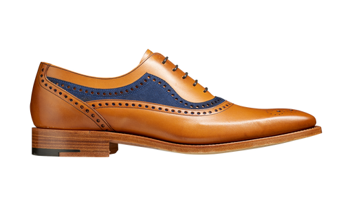 Brandon - Cedar Calf / Navy Suede - Barker Oxford Brogue