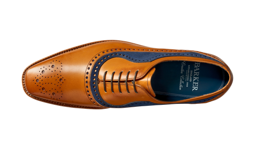 Brandon - Cedar Calf / Navy Suede - Barker Oxford Brogue
