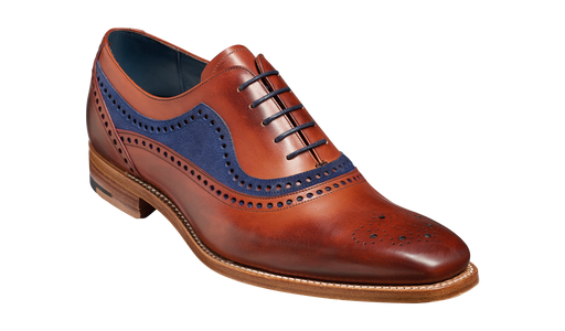 Brandon - Rosewood Calf / Navy Suede - Mens Oxford Brogue