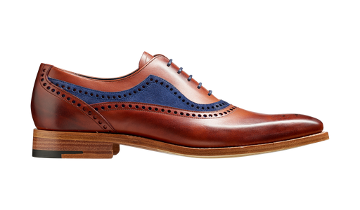 Brandon - Rosewood Calf / Navy Suede - Mens Oxford Brogue