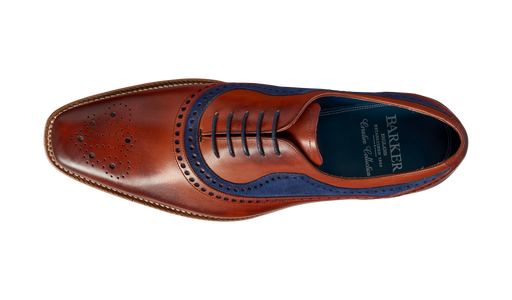 Brandon - Rosewood Calf / Navy Suede - Mens Oxford Brogue