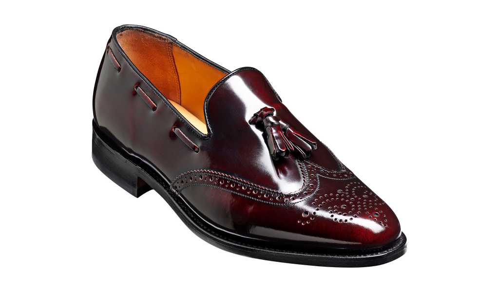 Clive - Burgundy Hi-Shine Wingtip Loafer Shoe