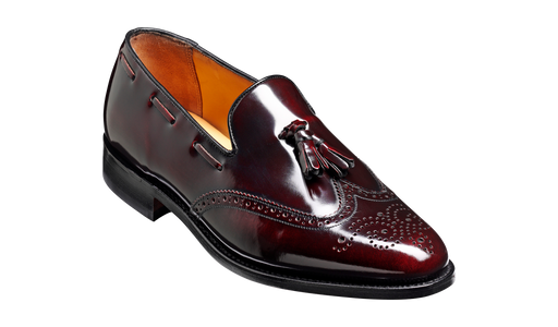 Clive - Burgundy Hi-Shine Wingtip Loafer Shoe