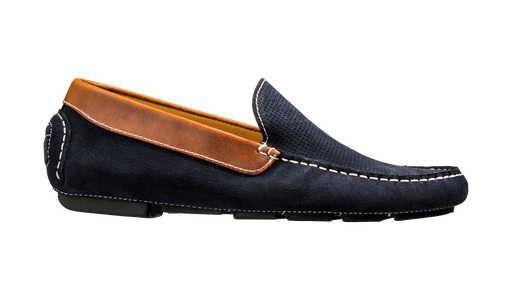 Denby - Navy Suede / Brown Collar Driving Shoe