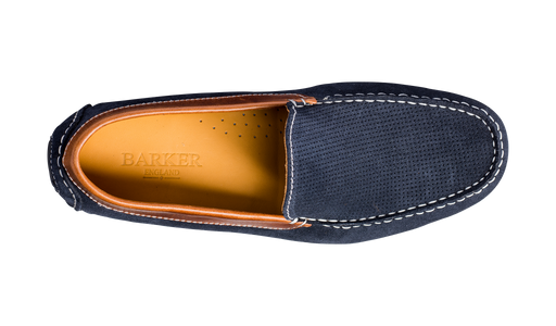 Denby - Navy Suede / Brown | Mens Driving Shoes | | Barker Shoes USA