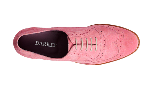 Freya Pink Suede Womens Brogue Barker Shoes USA